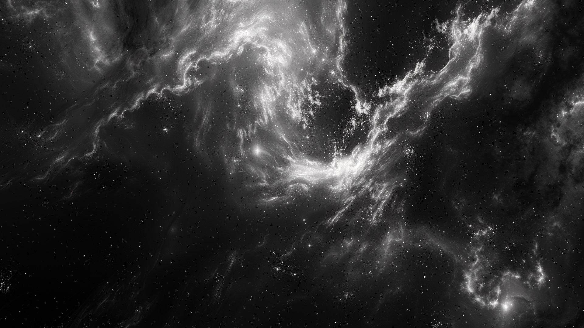 Grey nebula and stars in deep space